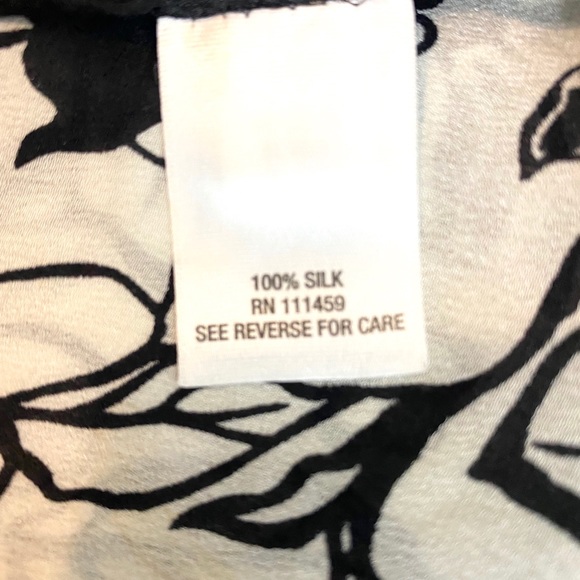 Black & White Floral Silk Rectangle Scarf - Picture 9 of 9